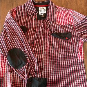 Akademiks patch work dress shirt